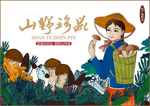 菌菇包裝插畫