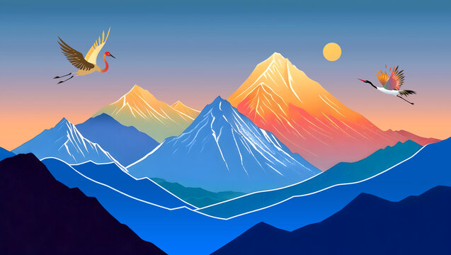 雪山插畫