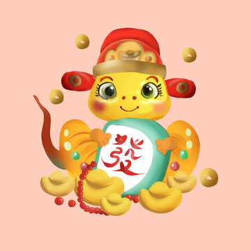 蛇年可愛(ài)立體春節(jié)蛇新年喜慶