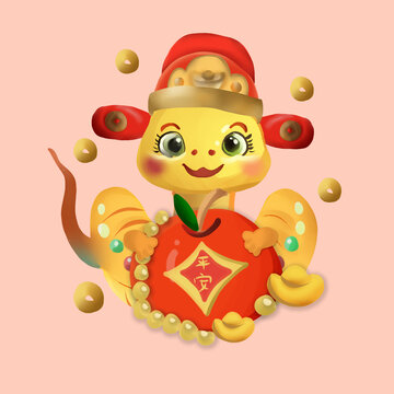 卡通可愛蛇年插畫元素