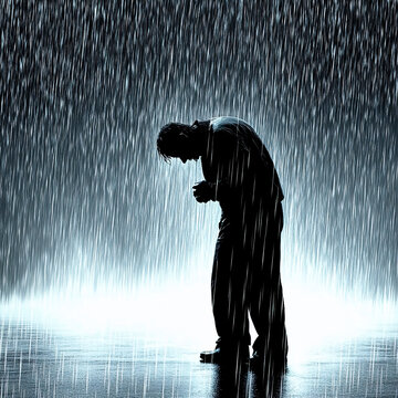 雨中無(wú)助的人