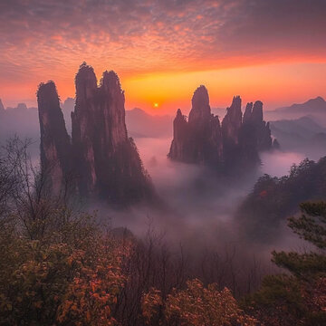 奇峰晨曦