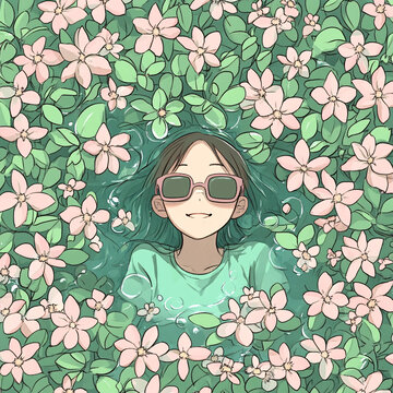 春天墨鏡女孩