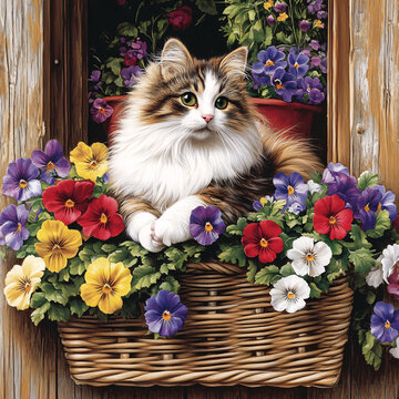 貓咪與鮮花