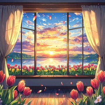 開滿鮮花的窗戶