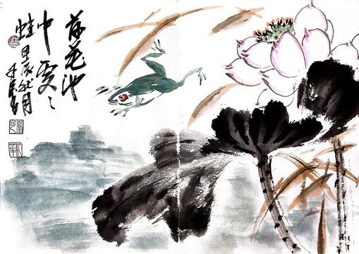 寫意荷花裝飾畫