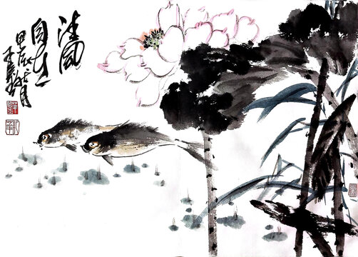 寫(xiě)意荷花裝飾畫(huà)