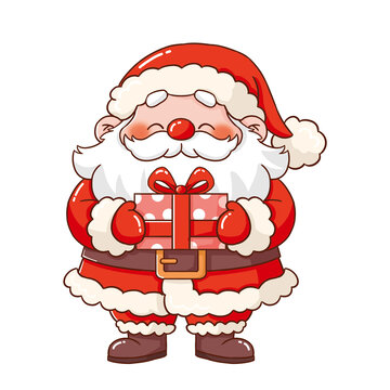 可愛卡通圣誕老人插畫