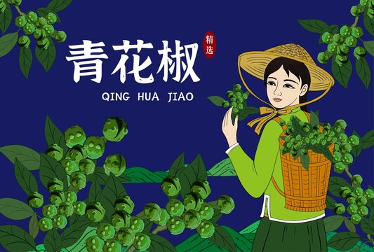 青花椒包裝插畫