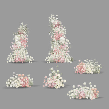 白粉色婚禮婚禮花藝素材婚禮效果圖