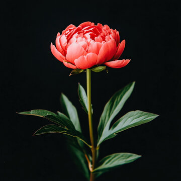 芍藥花黑底圖