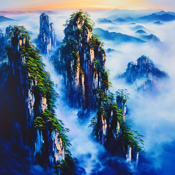 迎客松油畫