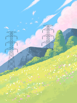 小清新風(fēng)景插畫