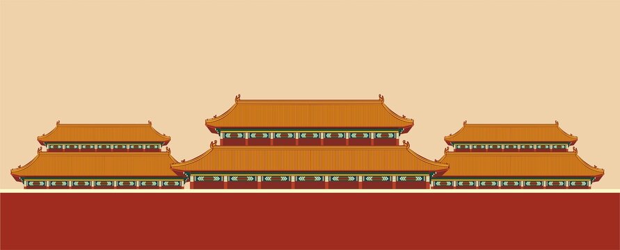 國潮皇宮宮殿插畫
