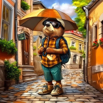 街頭酷帥熊卡通
