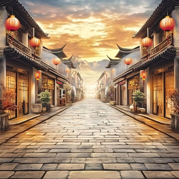 中國風(fēng)格商業(yè)街老街