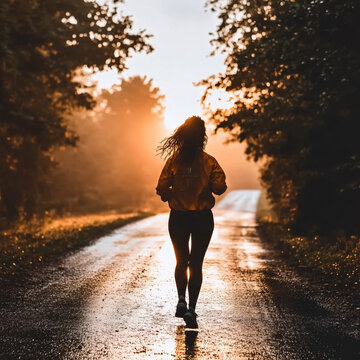 美女奔跑背影