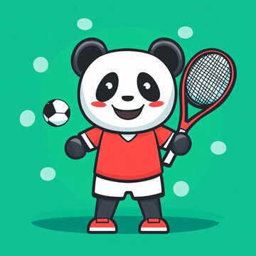 可愛熊貓運動員