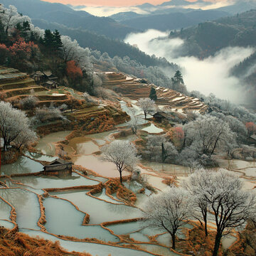 冬日的梯田