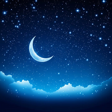 星星月亮夜空