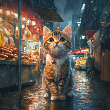雨中的貓咪
