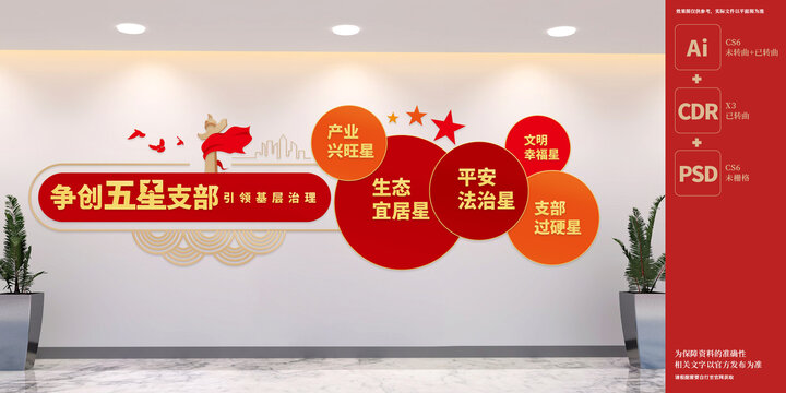 爭創(chuàng)五星黨支部文化墻