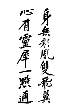 毛筆書法藝術字身無彩鳳雙飛翼