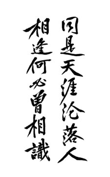 毛筆書法藝術(shù)字同是天涯淪落人