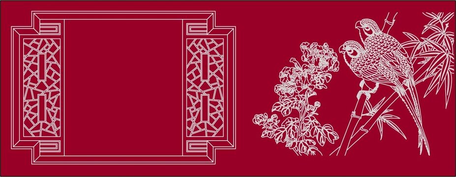 蘇州園林花窗花鳥圖