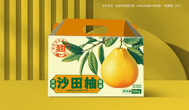 原創(chuàng)農(nóng)產(chǎn)品沙田柚手提盒包裝