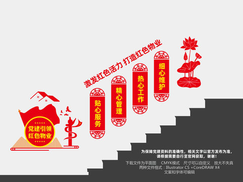 紅色物業(yè)階梯文化墻