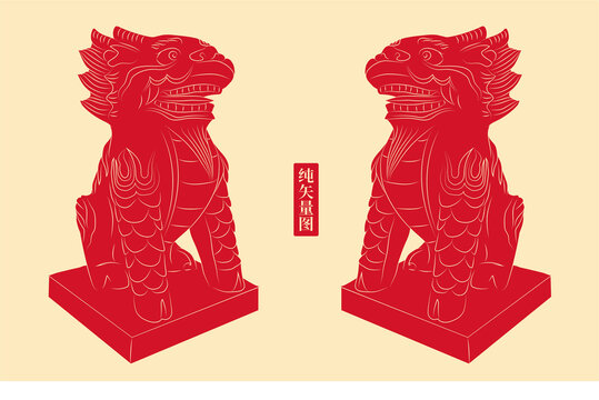 石獅剪影