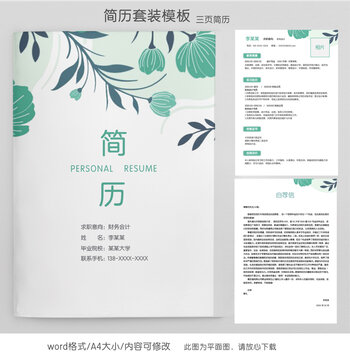 清新財(cái)務(wù)實(shí)習(xí)生求職簡(jiǎn)歷套裝