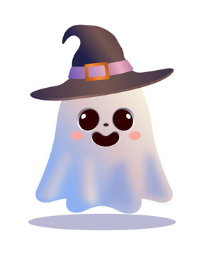 卡通萬(wàn)圣節(jié)幽靈小鬼魔法師插畫