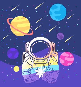 太空宇航員印花插畫設計