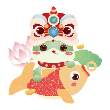 卡通錦鯉蛇年新年IP形象
