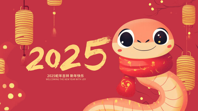 2025可愛蛇年海報