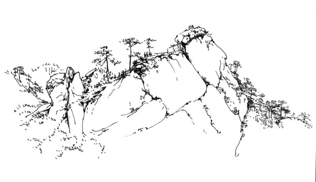 遼寧鞍山千山景區(qū)鋼筆畫