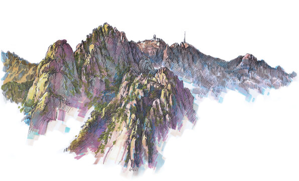 安徽黃山風(fēng)景馬克筆