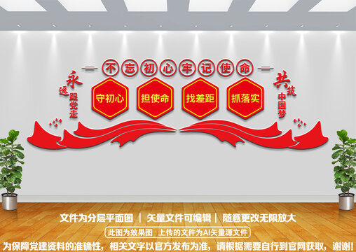 不忘初心文化墻