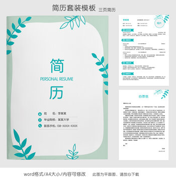 清新財(cái)務(wù)會(huì)計(jì)簡(jiǎn)歷套裝模板