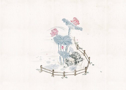 原創(chuàng)手繪國(guó)風(fēng)水墨場(chǎng)景畫