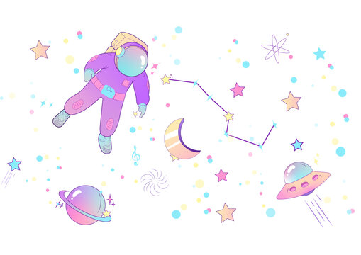 宇航員太空可愛卡通圖案