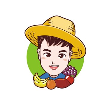卡通年輕果農(nóng)頭像矢量圖