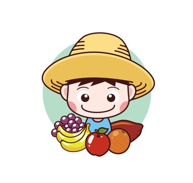 卡通可愛果農(nóng)頭像矢量圖