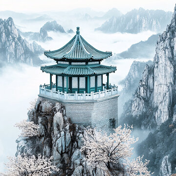 新中式樓閣皇宮山水