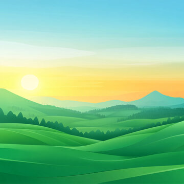 山巒山野日出風(fēng)景