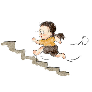 努力上進(jìn)向上攀爬的小女孩