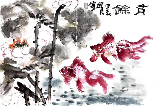 寫意荷花裝飾畫