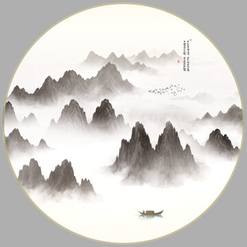圓形水墨畫